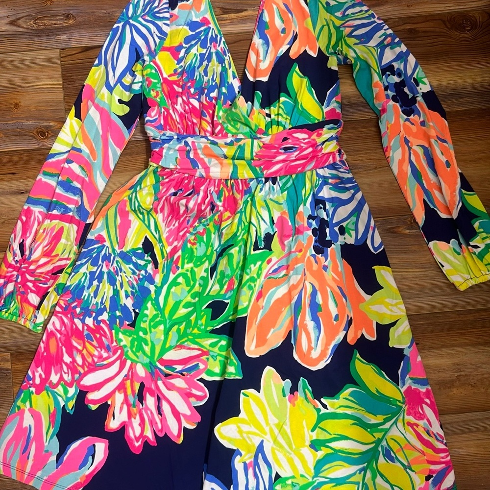 Lilly Pulitzer Vibrant Floral Long Sleeve Dress